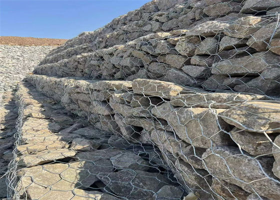 50g-1200g/m2 हेक्सागोनल जाल के साथ डबल बुना गेबियन बॉक्स